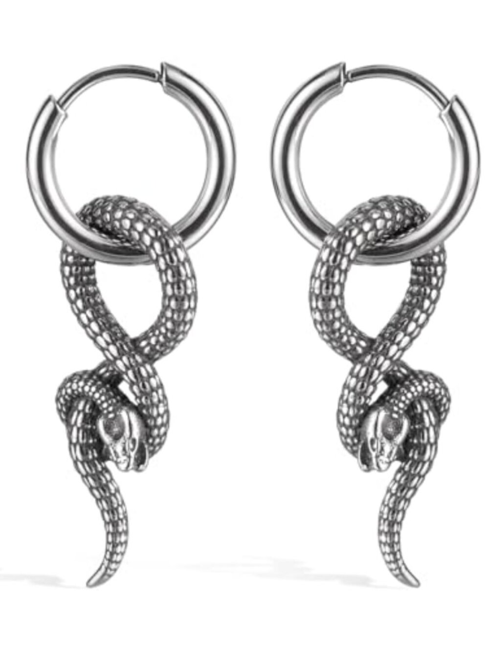 Snake Earrings Hypoallergenic Stainless Steel 37.7mm Drop